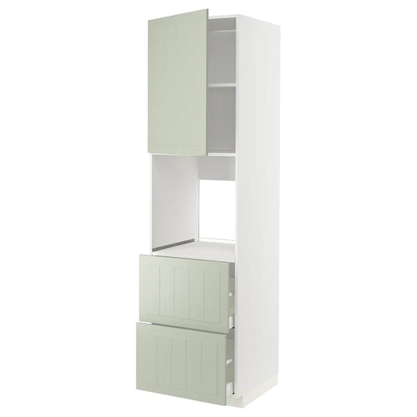 METOD / MAXIMERA - Hi cab f ov w dr/2 frnts/2 hi drwrs, white/Stensund light green, 60x60x220 cm