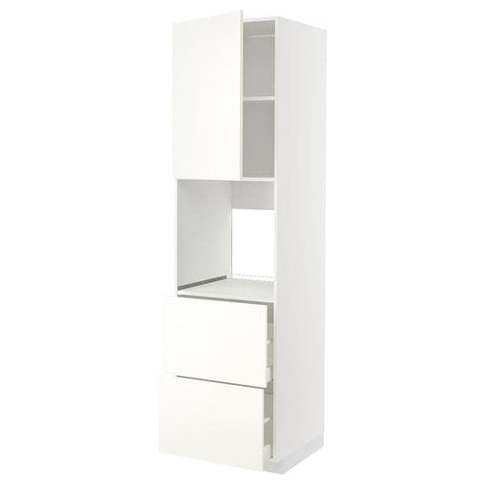 Ikea METOD / MAXIMERA - Hi cab f ov w dr/2 frnts/2 hi drwrs, white/Vallstena white, 60x60x220 cm