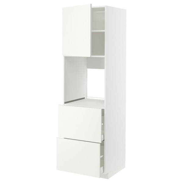 METOD / MAXIMERA - Hi cab f ov w dr/2 frnts/2 hi drwrs, white/Vallstena white, 60x60x200 cm