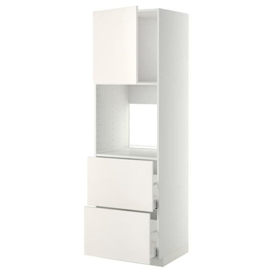 Ikea METOD / MAXIMERA - Hi cab f ov w dr/2 frnts/2 hi drwrs, white/Veddinge white, 60x60x200 cm