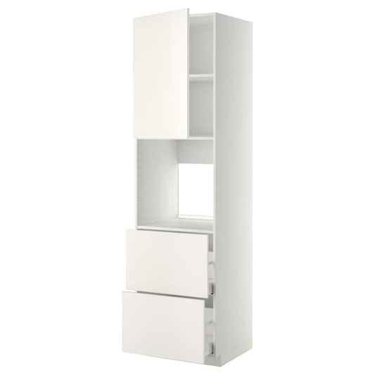 Ikea METOD / MAXIMERA - Hi cab f ov w dr/2 frnts/2 hi drwrs, white/Veddinge white , 60x60x220 cm