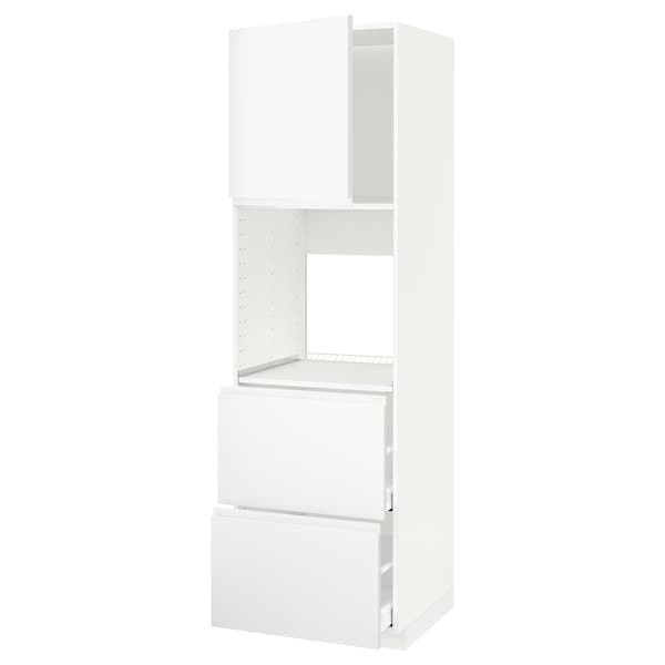 Ikea METOD / MAXIMERA - Hi cab f ov w dr/2 frnts/2 hi drwrs, white/Voxtorp matt white, 60x60x200 cm