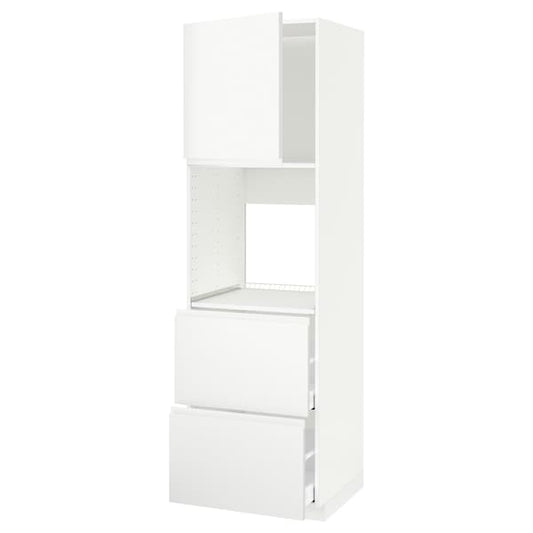 Ikea METOD / MAXIMERA - Hi cab f ov w dr/2 frnts/2 hi drwrs, white/Voxtorp matt white, 60x60x200 cm