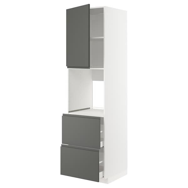 Ikea METOD / MAXIMERA - Hi cab f ov w dr/2 frnts/2 hi drwrs, white/Voxtorp dark grey, 60x60x220 cm