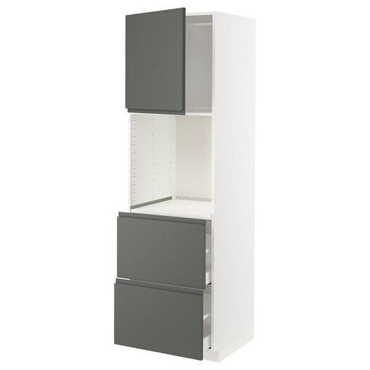 Ikea METOD / MAXIMERA - Hi cab f ov w dr/2 frnts/2 hi drwrs, white/Voxtorp dark grey, 60x60x200 cm
