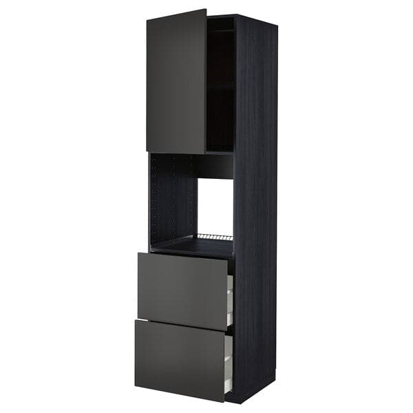 METOD / MAXIMERA - Hi cab f ov w dr/2 frnts/2 hi drwrs, black/Nickebo matt anthracite, 60x60x220 cm