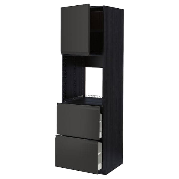 Ikea METOD / MAXIMERA - Hi cab f ov w dr/2 frnts/2 hi drwrs, black/Upplöv matt anthracite, 60x60x200 cm