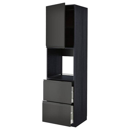 Ikea METOD / MAXIMERA - Hi cab f ov w dr/2 frnts/2 hi drwrs, black/Upplöv matt anthracite , 60x60x220 cm