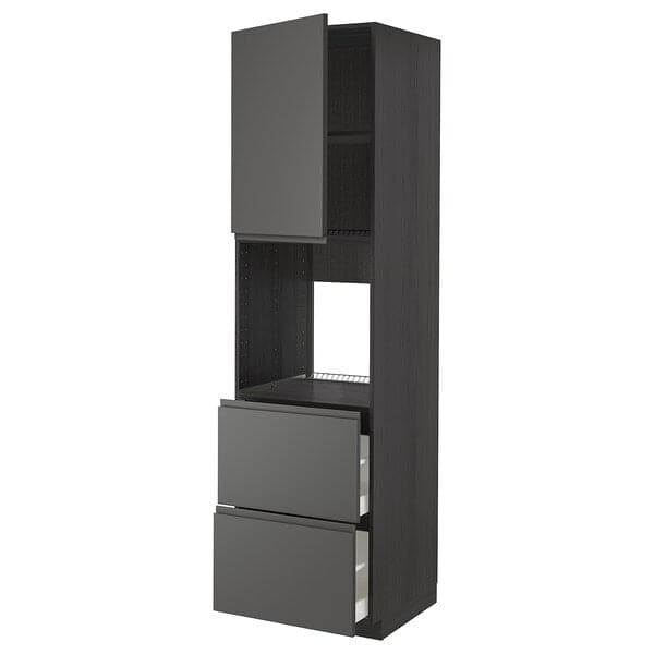 METOD / MAXIMERA - Hi cab f ov w dr/2 frnts/2 hi drwrs, black/Voxtorp dark grey , 60x60x220 cm