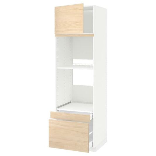 METOD / MAXIMERA - Hi cab f ov/combi ov w dr/2 drwrs, white/Askersund light ash effect, 60x60x200 cm - best price from Maltashopper.com 09469451