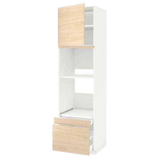 Ikea METOD / MAXIMERA - Hi cab f ov/combi ov w dr/2 drwrs, white/Askersund light ash effect , 60x60x220 cm
