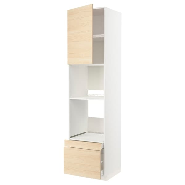 METOD / MAXIMERA - Hi cab f ov/combi ov w dr/2 drwrs, white/Askersund light ash effect , 60x60x240 cm - best price from Maltashopper.com 89458463