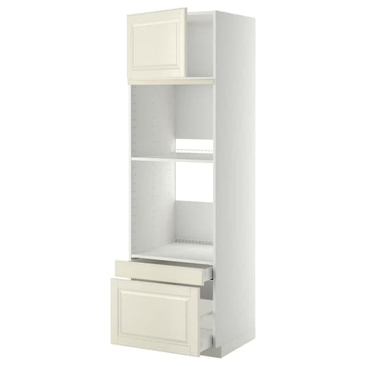 METOD / MAXIMERA - Hi cab f ov/combi ov w dr/2 drwrs, white/Bodbyn off-white, 60x60x200 cm - best price from Maltashopper.com 59467732