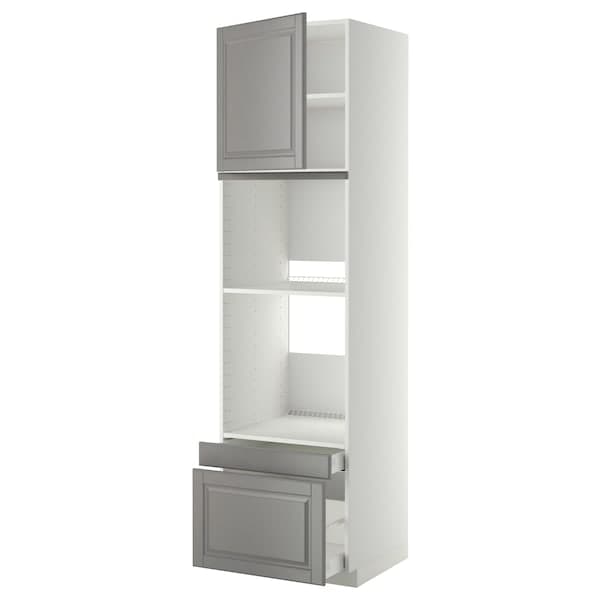 Ikea METOD / MAXIMERA - Hi cab f ov/combi ov w dr/2 drwrs, white/Bodbyn grey, 60x60x220 cm