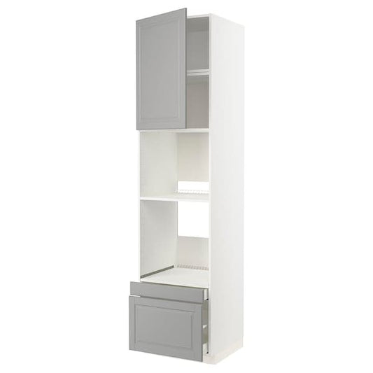 METOD / MAXIMERA - Hi cab f ov/combi ov w dr/2 drwrs, white/Bodbyn grey , 60x60x240 cm - best price from Maltashopper.com 79466227