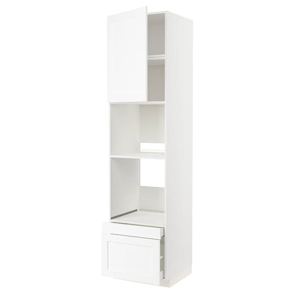 Ikea METOD / MAXIMERA - Hi cab f ov/combi ov w dr/2 drwrs, white Enköping/white wood effect, 60x60x240 cm