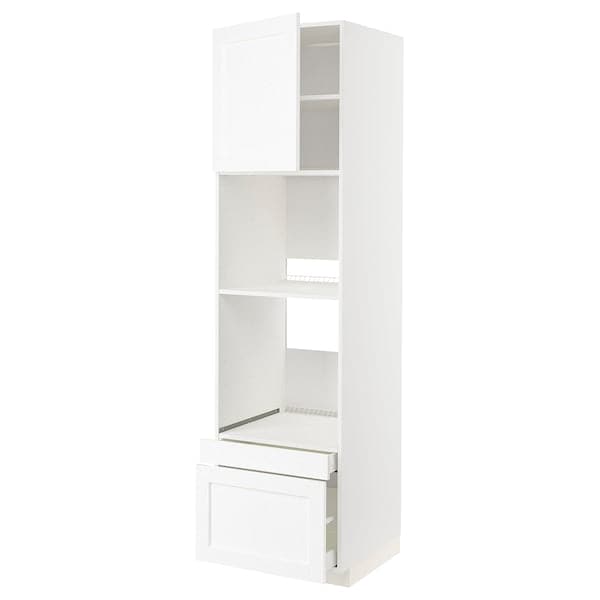 Ikea METOD / MAXIMERA - Hi cab f ov/combi ov w dr/2 drwrs, white Enköping/white wood effect, 60x60x220 cm