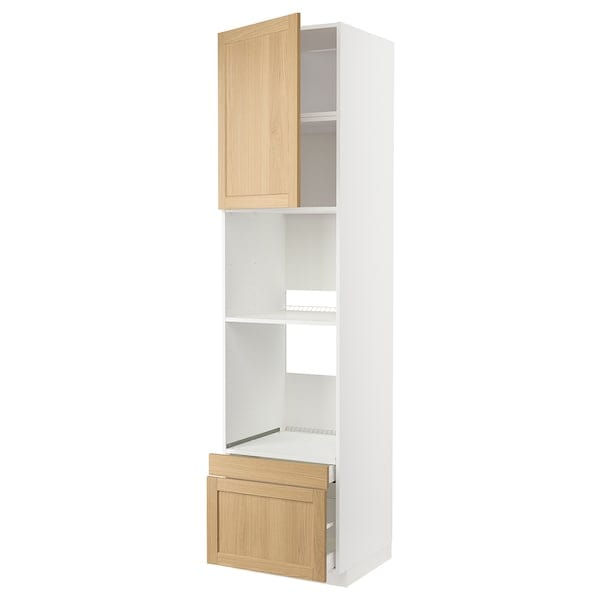 Ikea METOD / MAXIMERA - Hi cab f ov/combi ov w dr/2 drwrs, white/Forsbacka oak, 60x60x240 cm