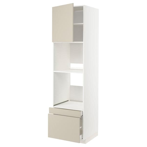 Ikea METOD / MAXIMERA - Hi cab f ov/combi ov w dr/2 drwrs, white/Havstorp beige
