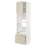 METOD / MAXIMERA hi cab f ov/combi ov w dr/2 drwrs, white/Havstorp beige, 60x60x220 cm