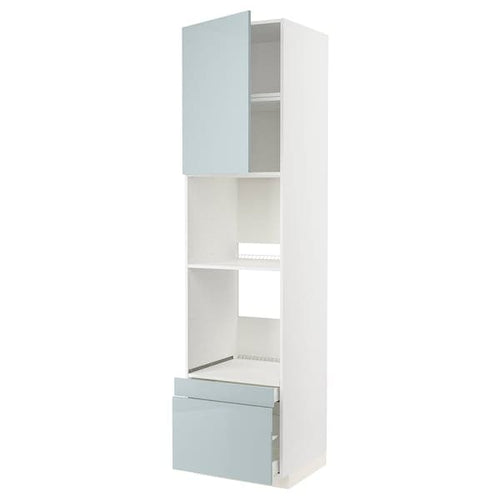 METOD / MAXIMERA - Hi cab f ov/combi ov w dr/2 drwrs, white/Kallarp light grey-blue , 60x60x240 cm