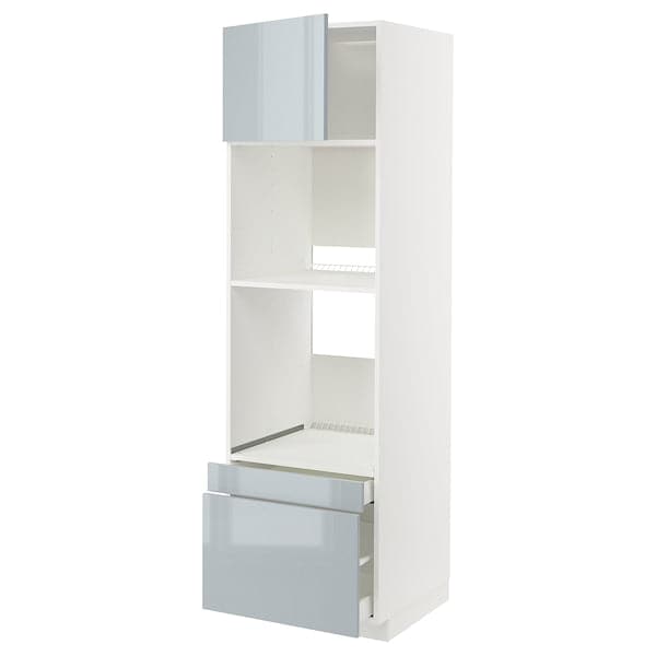 METOD / MAXIMERA - METOD / MAXIMERA Hi cab f ov/combi ov w dr/2 drwrs, white/Kallarp light grey-blue, 60x60x200 cm
