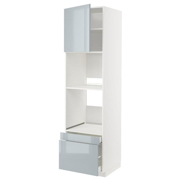 METOD / MAXIMERA - Hi cab f ov/combi ov w dr/2 drwrs, white/Kallarp light grey-blue, 60x60x220 cm - best price from Maltashopper.com 89479677