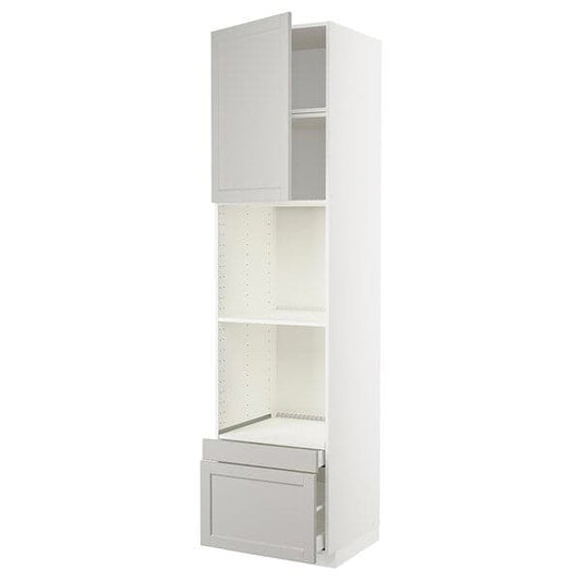 Ikea METOD / MAXIMERA - Hi cab f ov/combi ov w dr/2 drwrs, white/Lerhyttan light grey, 60x60x240 cm