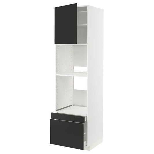 METOD / MAXIMERA - Hi cab f ov/combi ov w dr/2 drwrs, white/Nickebo matt anthracite , 60x60x220 cm - best price from Maltashopper.com 19499004