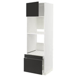 METOD / MAXIMERA hi cab f ov/combi ov w dr/2 drwrs, white/Nickebo matt anthracite, 60x60x200 cm