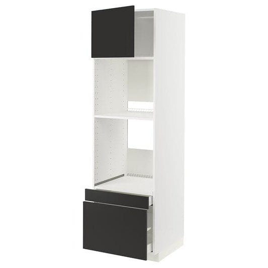 Ikea METOD / MAXIMERA - Hi cab f ov/combi ov w dr/2 drwrs, white/Nickebo matt anthracite , 60x60x200 cm