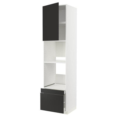 METOD / MAXIMERA - Hi cab f ov/combi ov w dr/2 drwrs, white/Nickebo matt anthracite , 60x60x240 cm
