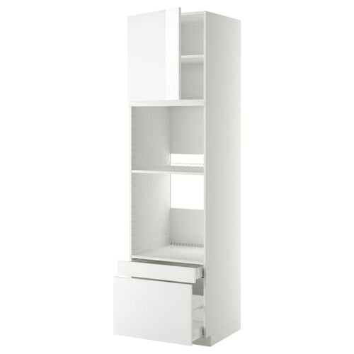 METOD / MAXIMERA hi cab f ov/combi ov w dr/2 drwrs, white/Ringhult white, 60x60x220 cm