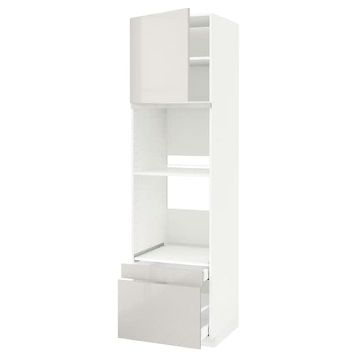 METOD / MAXIMERA hi cab f ov/combi ov w dr/2 drwrs, white/Ringhult light grey, 60x60x220 cm