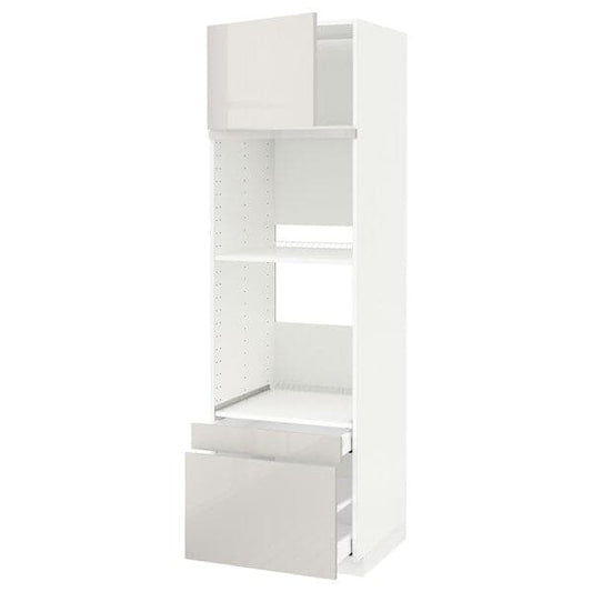METOD / MAXIMERA - Hi cab f ov/combi ov w dr/2 drwrs, white/Ringhult light grey, 60x60x200 cm - best price from Maltashopper.com 39454721