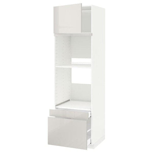 METOD / MAXIMERA hi cab f ov/combi ov w dr/2 drwrs, white/Ringhult light grey, 60x60x200 cm