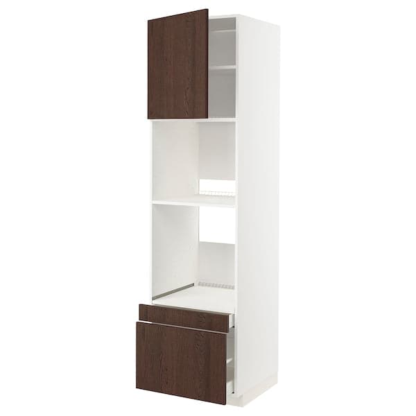 METOD / MAXIMERA - METOD / MAXIMERA Hi cab f ov/combi ov w dr/2 drwrs, white/Sinarp brown, 60x60x220 cm