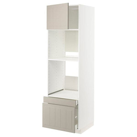 Ikea METOD / MAXIMERA - Hi cab f ov/combi ov w dr/2 drwrs, white/Stensund beige, 60x60x200 cm