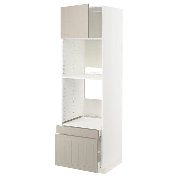 METOD / MAXIMERA - METOD / MAXIMERA Hi cab f ov/combi ov w dr/2 drwrs, white/Stensund beige, 60x60x200 cm