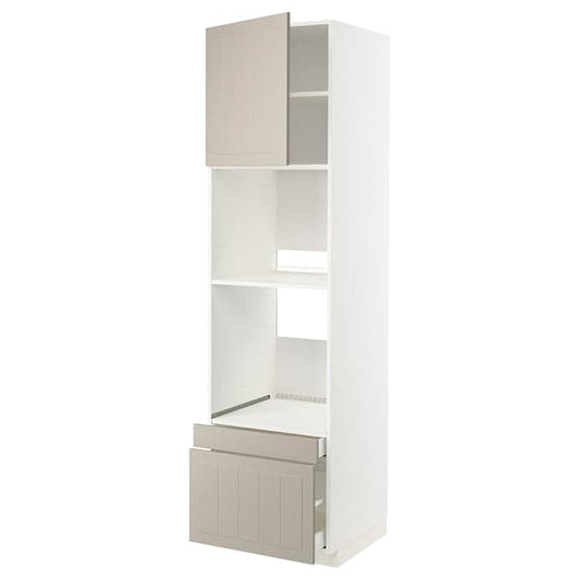Ikea METOD / MAXIMERA - Hi cab f ov/combi ov w dr/2 drwrs, white/Stensund beige, 60x60x220 cm