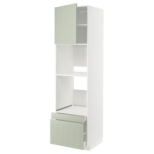 Ikea METOD / MAXIMERA - Hi cab f ov/combi ov w dr/2 drwrs, white/Stensund light green, 60x60x220 cm