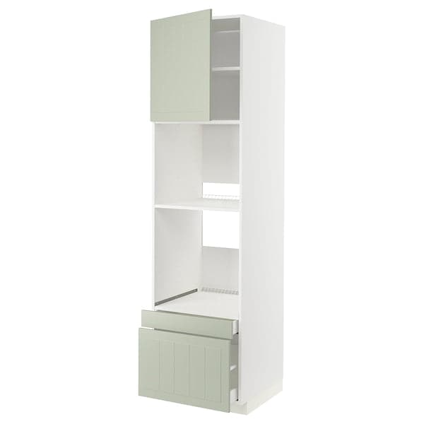 Ikea METOD / MAXIMERA - Hi cab f ov/combi ov w dr/2 drwrs, white/Stensund light green, 60x60x220 cm
