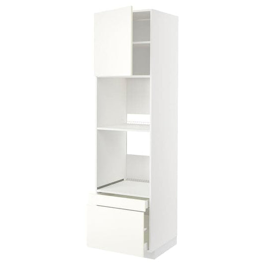Ikea METOD / MAXIMERA - Hi cab f ov/combi ov w dr/2 drwrs, white/Vallstena white, 60x60x220 cm