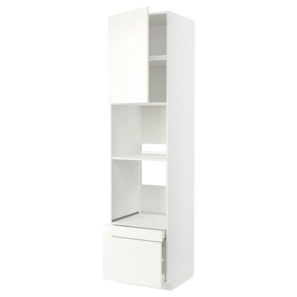 Ikea METOD / MAXIMERA - Hi cab f ov/combi ov w dr/2 drwrs, white/Vallstena white, 60x60x240 cm
