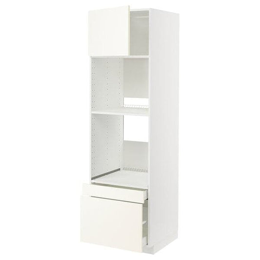 Ikea METOD / MAXIMERA - Hi cab f ov/combi ov w dr/2 drwrs, white/Vallstena white, 60x60x200 cm