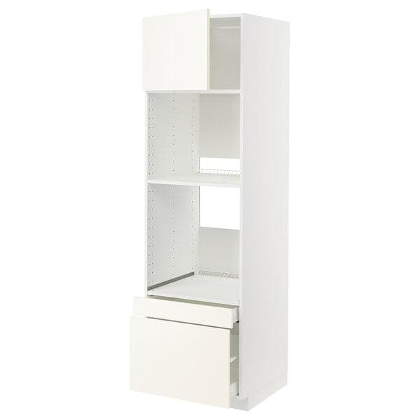 Ikea METOD / MAXIMERA - Hi cab f ov/combi ov w dr/2 drwrs, white/Vallstena white, 60x60x200 cm