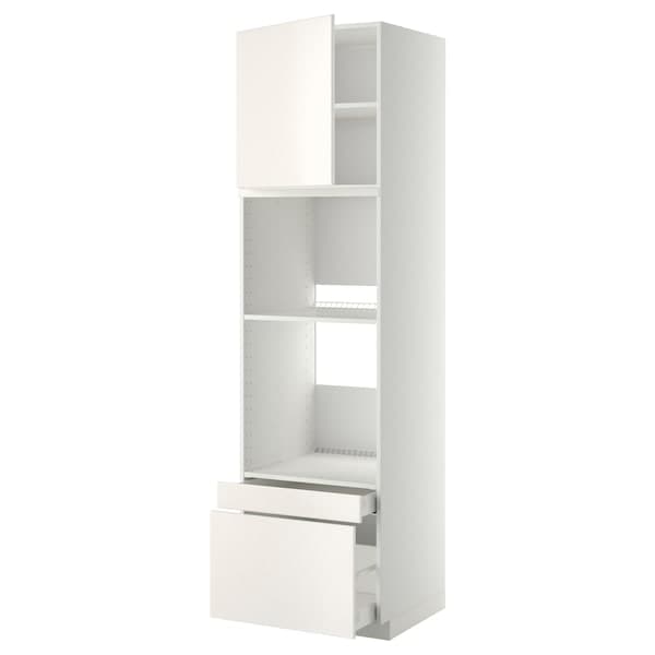 METOD / MAXIMERA - Hi cab f ov/combi ov w dr/2 drwrs, white/Veddinge white, 60x60x220 cm - best price from Maltashopper.com 09464731