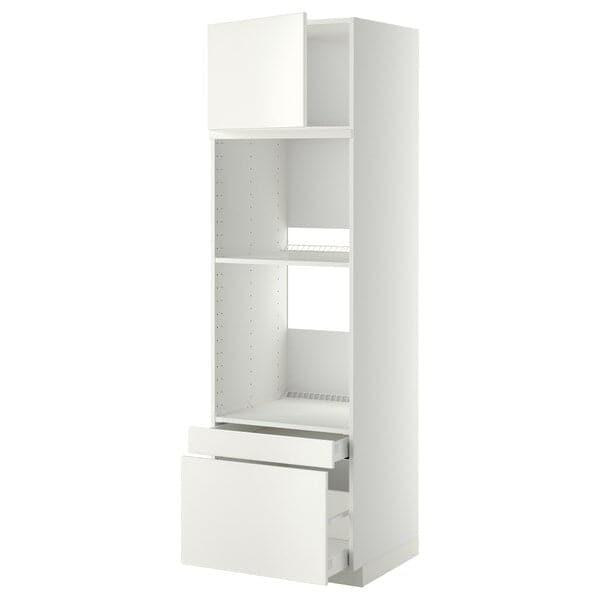Ikea METOD / MAXIMERA - Hi cab f ov/combi ov w dr/2 drwrs, white/Veddinge white, 60x60x200 cm