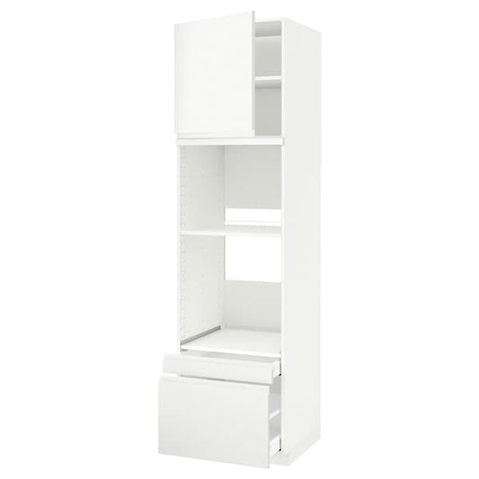 METOD / MAXIMERA - Hi cab f ov/combi ov w dr/2 drwrs, white/Voxtorp matt white, 60x60x220 cm - best price from Maltashopper.com 39464013