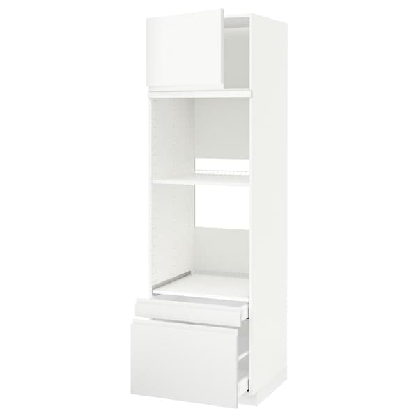 METOD / MAXIMERA - Hi cab f ov/combi ov w dr/2 drwrs, white/Voxtorp matt white, 60x60x200 cm - best price from Maltashopper.com 59461829